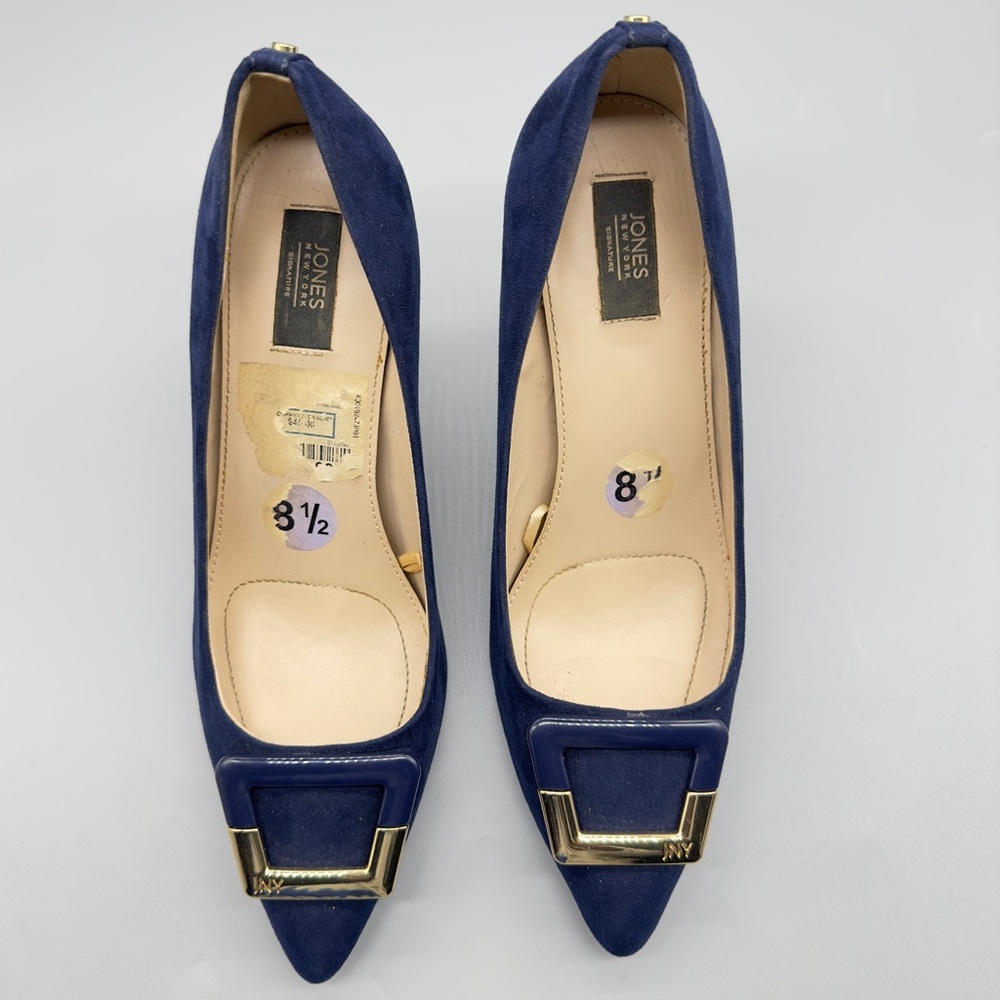 Jones New York Suede Heels Blue Pointed Toe Pumps Size 8 / 8.5 Women